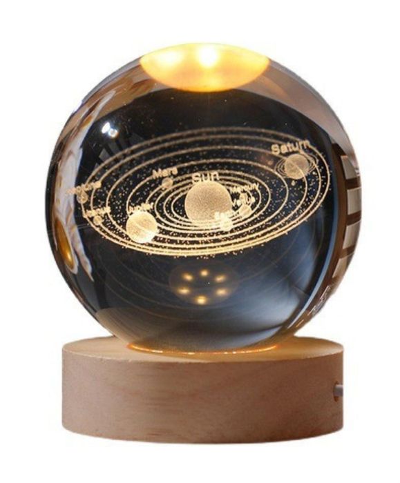 Декоративна 3D нічник кришталева куля "Сонячна система" від PowerBank/