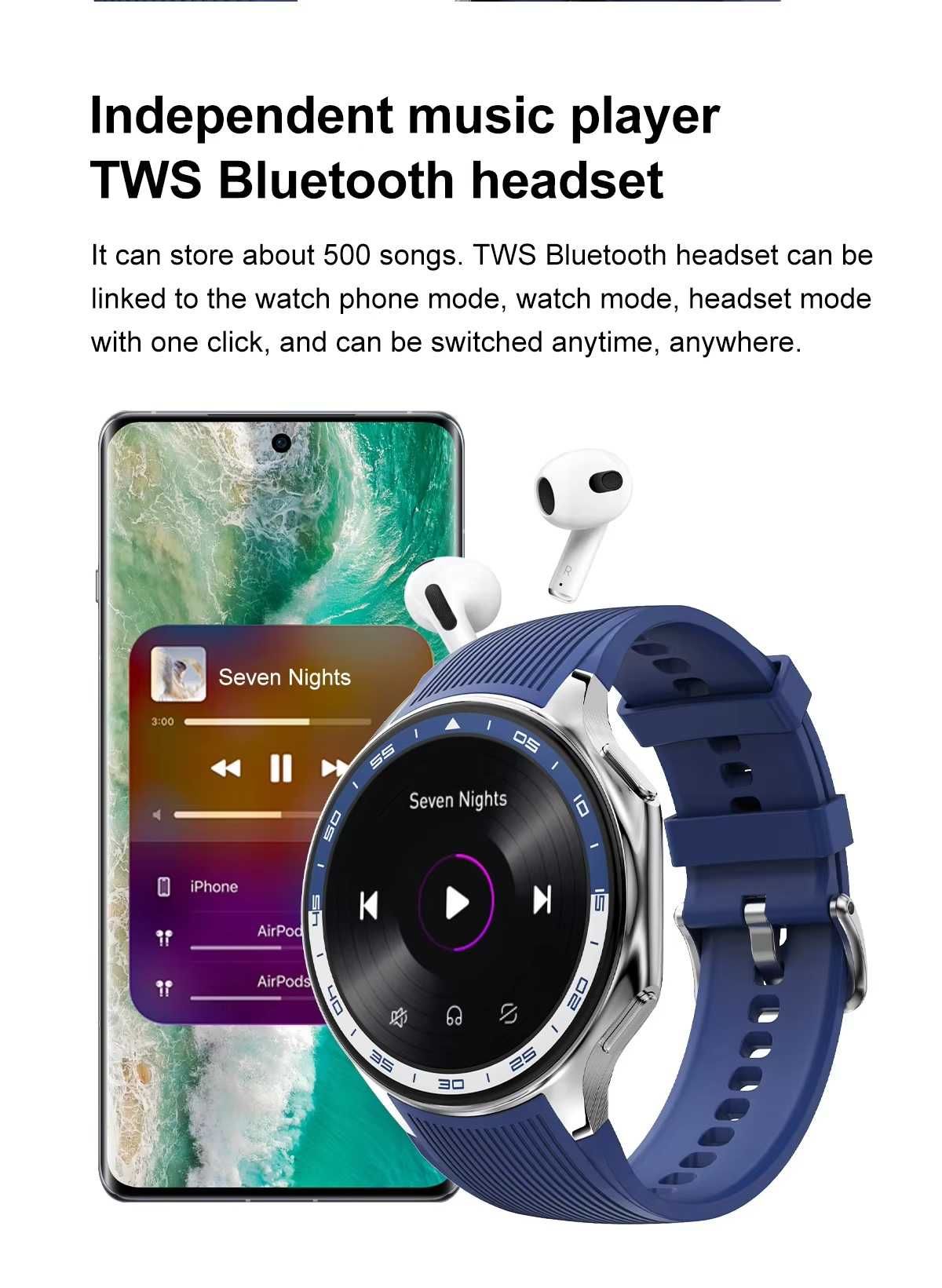 SmartWatch DT X 4 GB mp3 mp4 TWS Amoled menu PL.