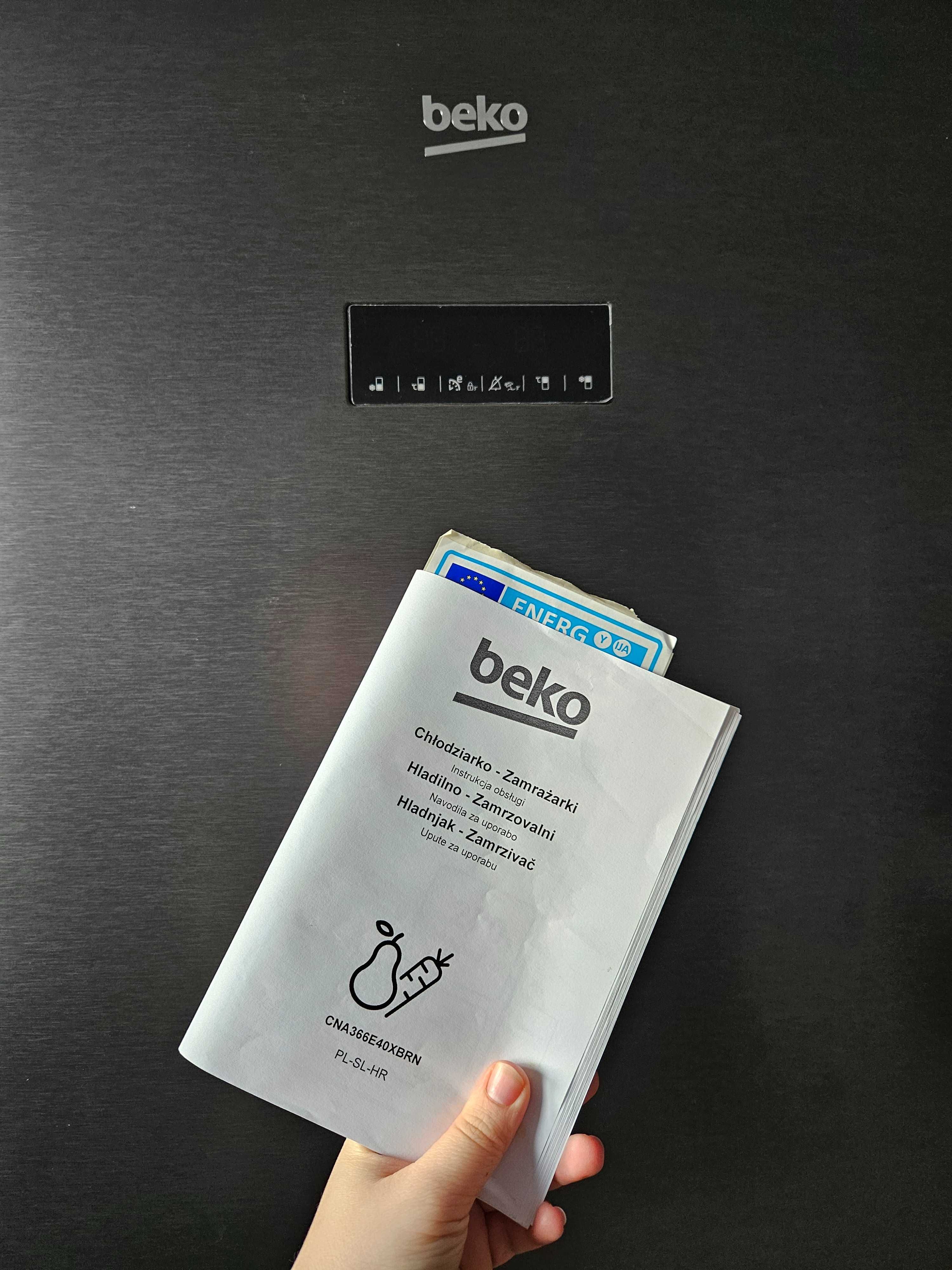 Lodówka BEKO CNA366E40XBRN No frost 185cm Ciemny Inox uszkodzona