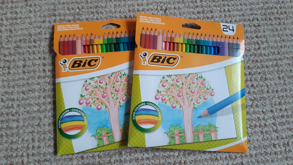 Nowe kredki BIC bezdrzewne, z żywicy syntetycznej, żywe kolory 24sztuk