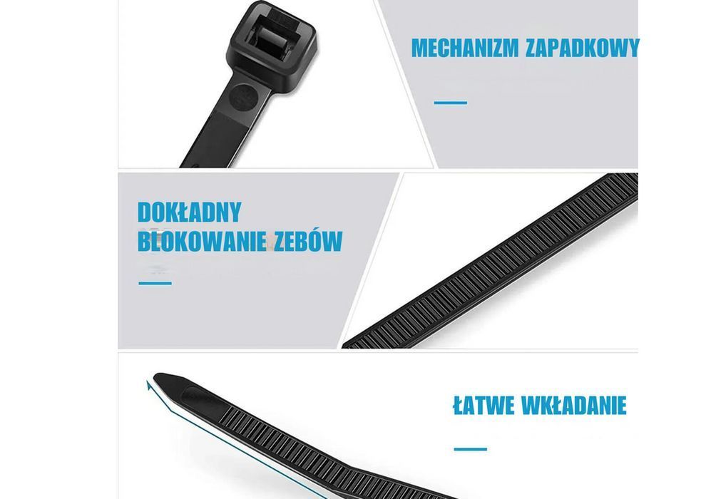 opaski zaciskowe kablowe do kabli ziperki trytki trytytki 250x3.6 mm