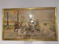 Przedwojenna akwarela E. Roch-Kowalski 1935 – duży obraz, 95×55 cm
