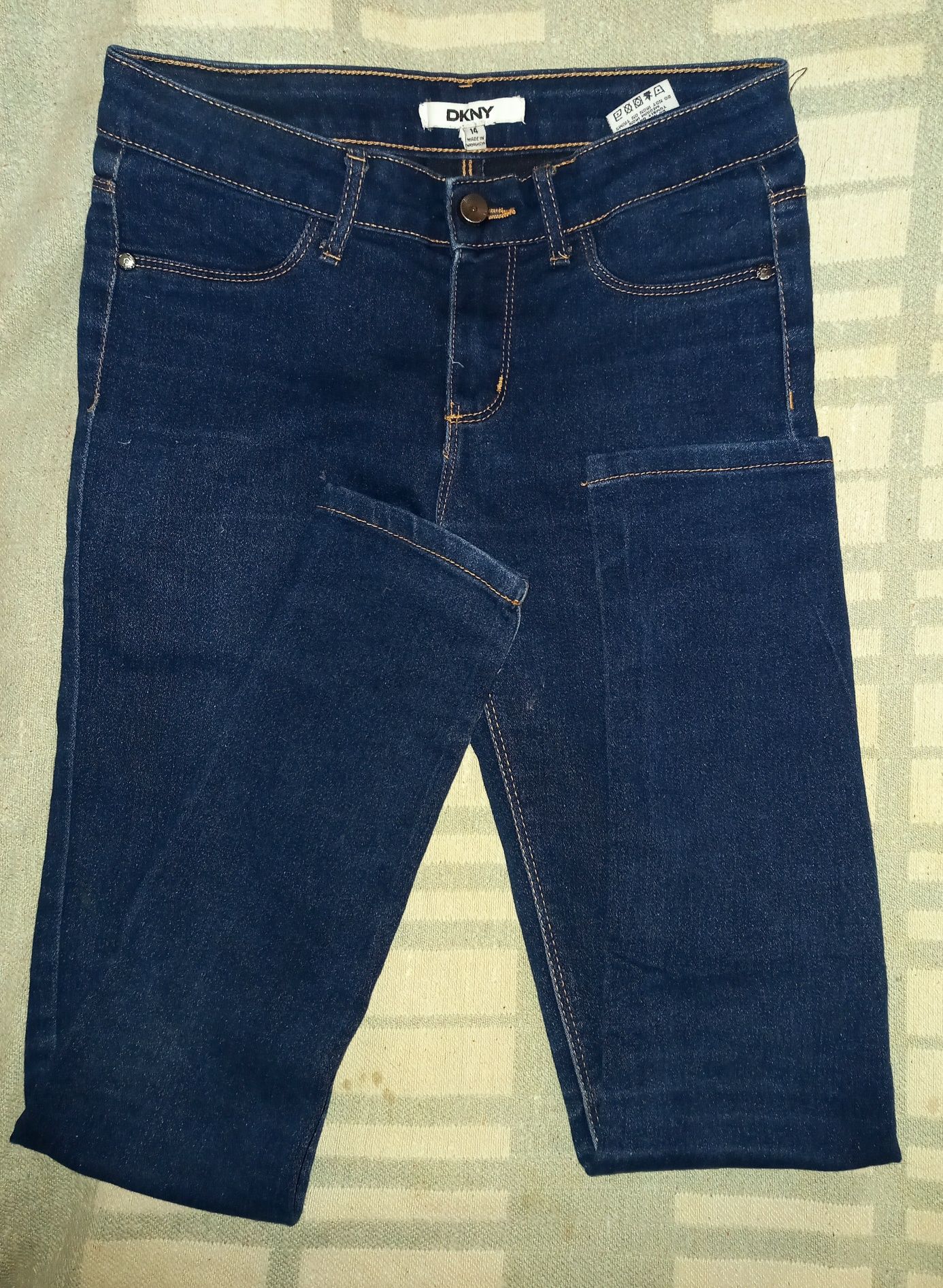 Джинсы штаны брюки для девочки чёрные флисс/синие тонкие(10-12)