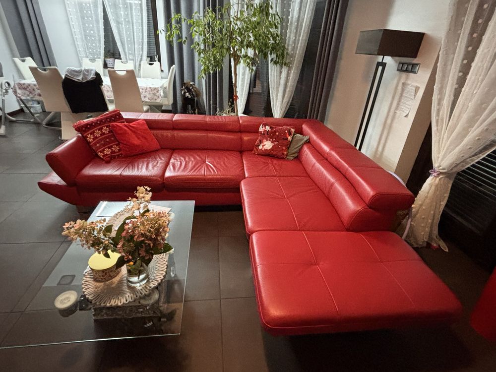 Sofa skorzana czerwona