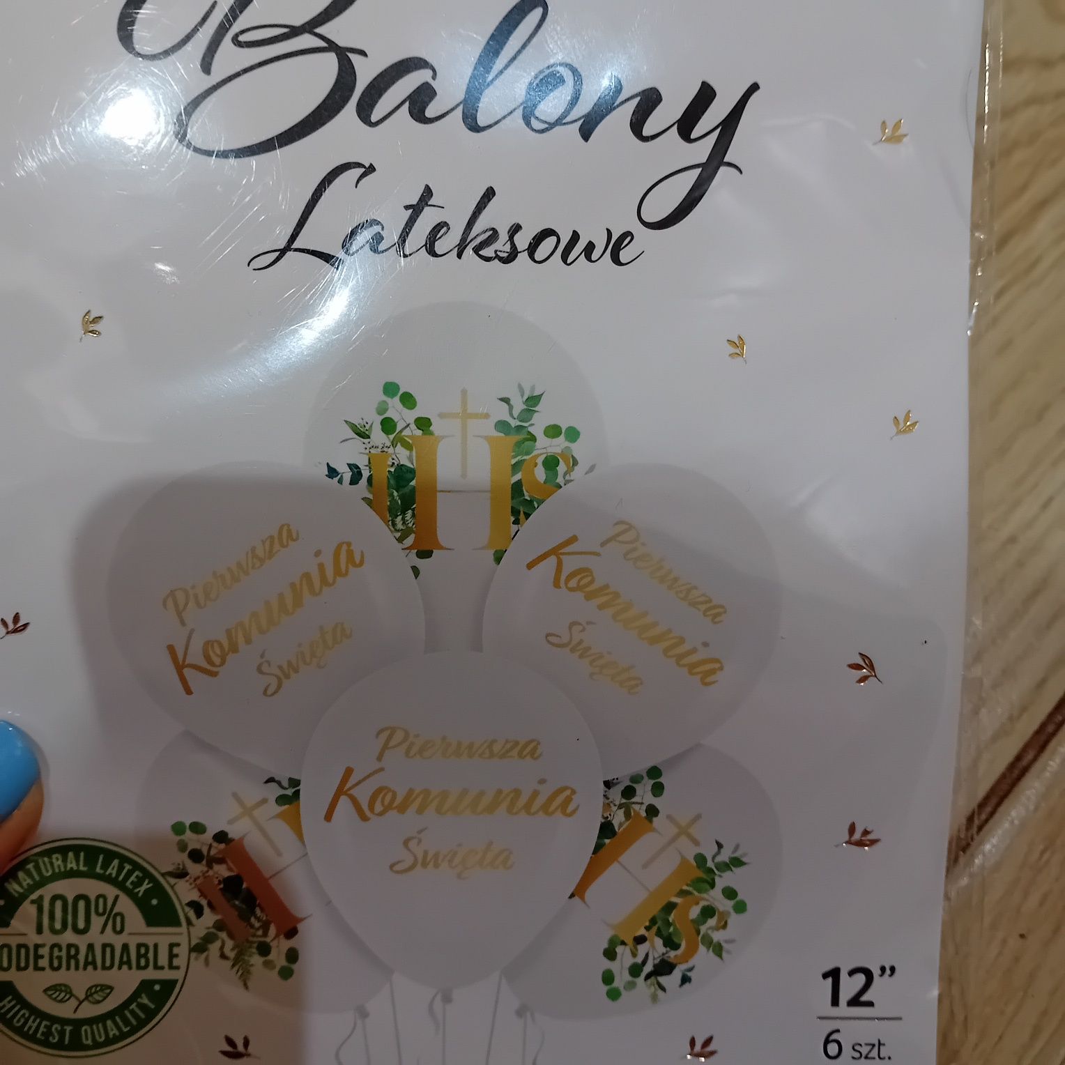 Balony komunia święta 6 sztuk z motywem