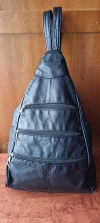 Рюкзак-сумка чёрный,натур кожа Турция, Диамонд, Кофемолка,Серебро925