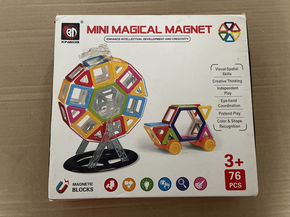 Klocki magnetyczne Xinbida 76 elementów nowe, mini magical magnet