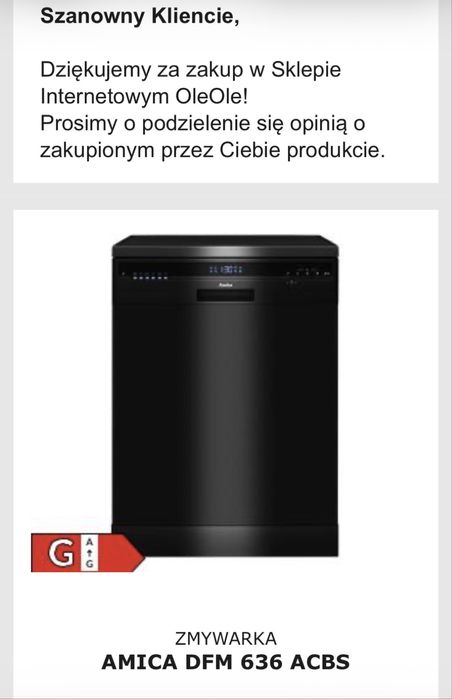 Zmywarka Amica czarna DFM636ACBS