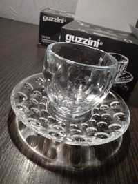 Чашка для кави Guzzini скло 110 мл + блюдце акрил,для еспресо , 3 шт