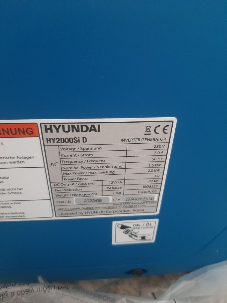 Інверторний генератор Hyundai HY2000SI D + подарунок