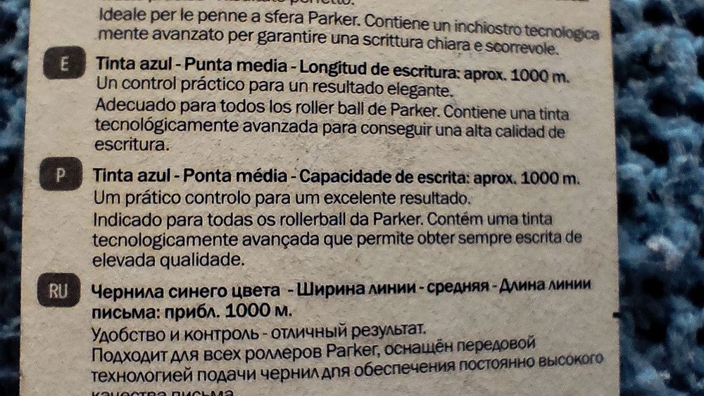 Recargas Parker Azul