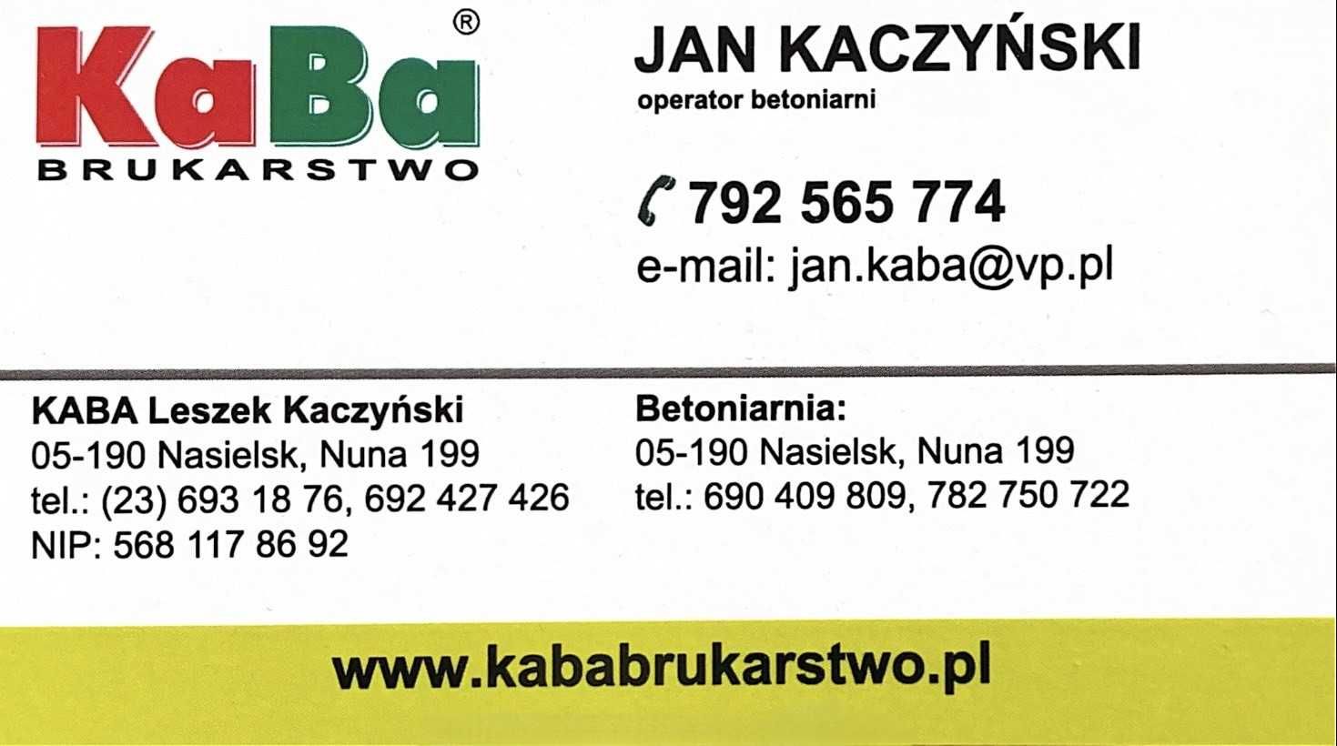 Podsypka pod kostkę, Stabilizacja, Beton półsuchy i Towarowy Zegrze
