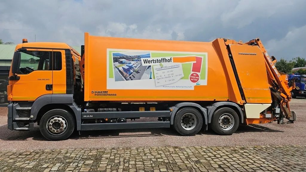 MAN TGS 26.320 EURO 6, FAUN 524 POWERPRESS II brama Kp 7 z DE  Śmieciarka używana do odbiorów odpadow przemysłowych, maly przebieg 26