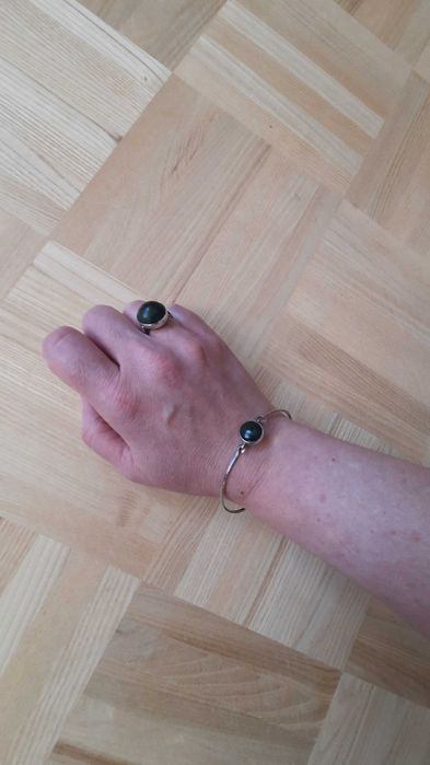 srebro prl bransoletka z pierścionkiem stara srebrna biżuteria prl