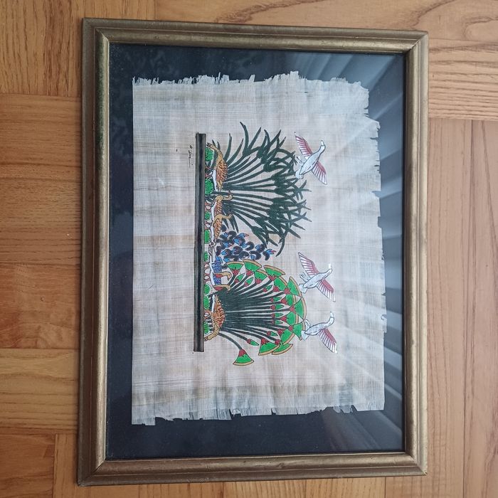 Papirus egipski w ramce, oryginał z lat 90tych, na prezent