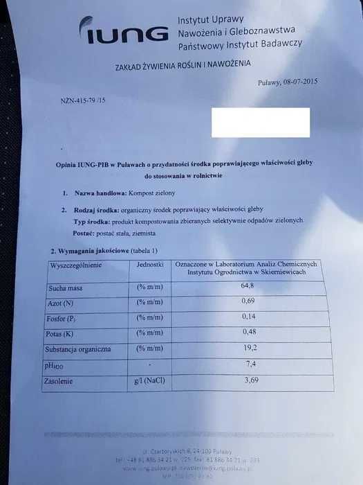 Kompost z odpadów zielonych Ziemisty Bezwonny Suchy 6-6.5 pH