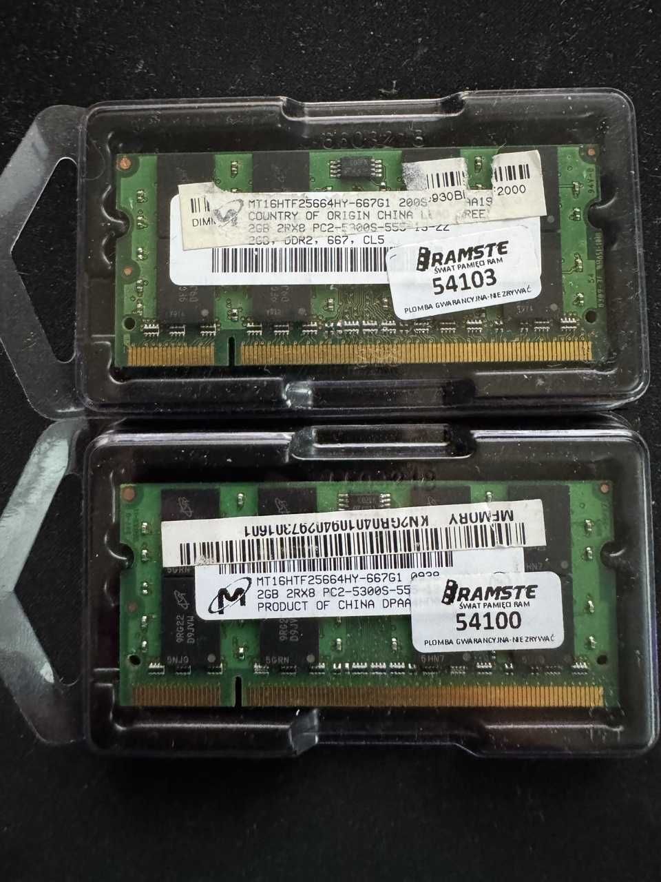 Pamięć RAM 2x2GB DDR2 667MHz SO-DIMM Micron