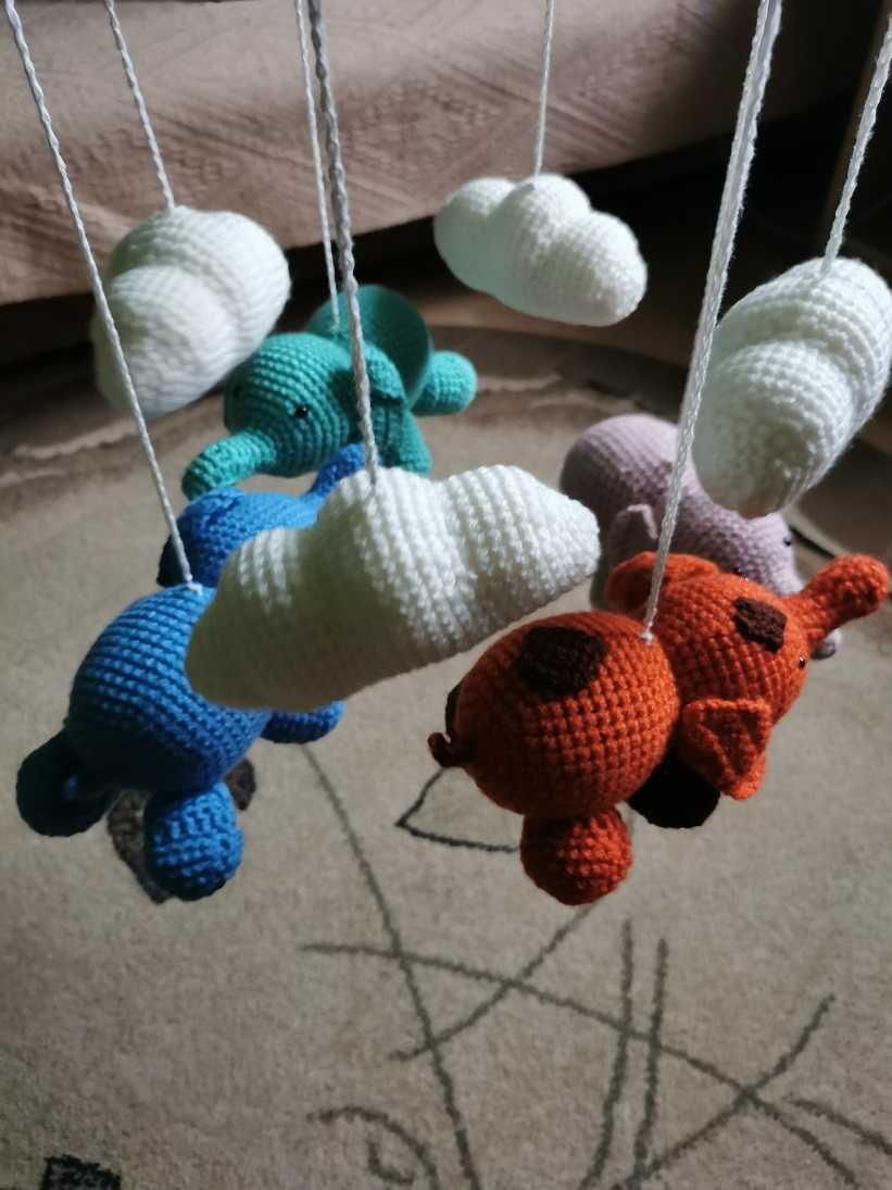 duża (68cm) kolorowa karuzela na szydełku handmade