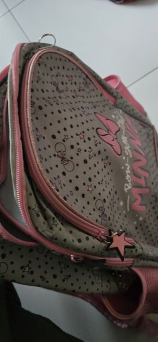 Plecak szkolny różowy Szary kropki MINNIE