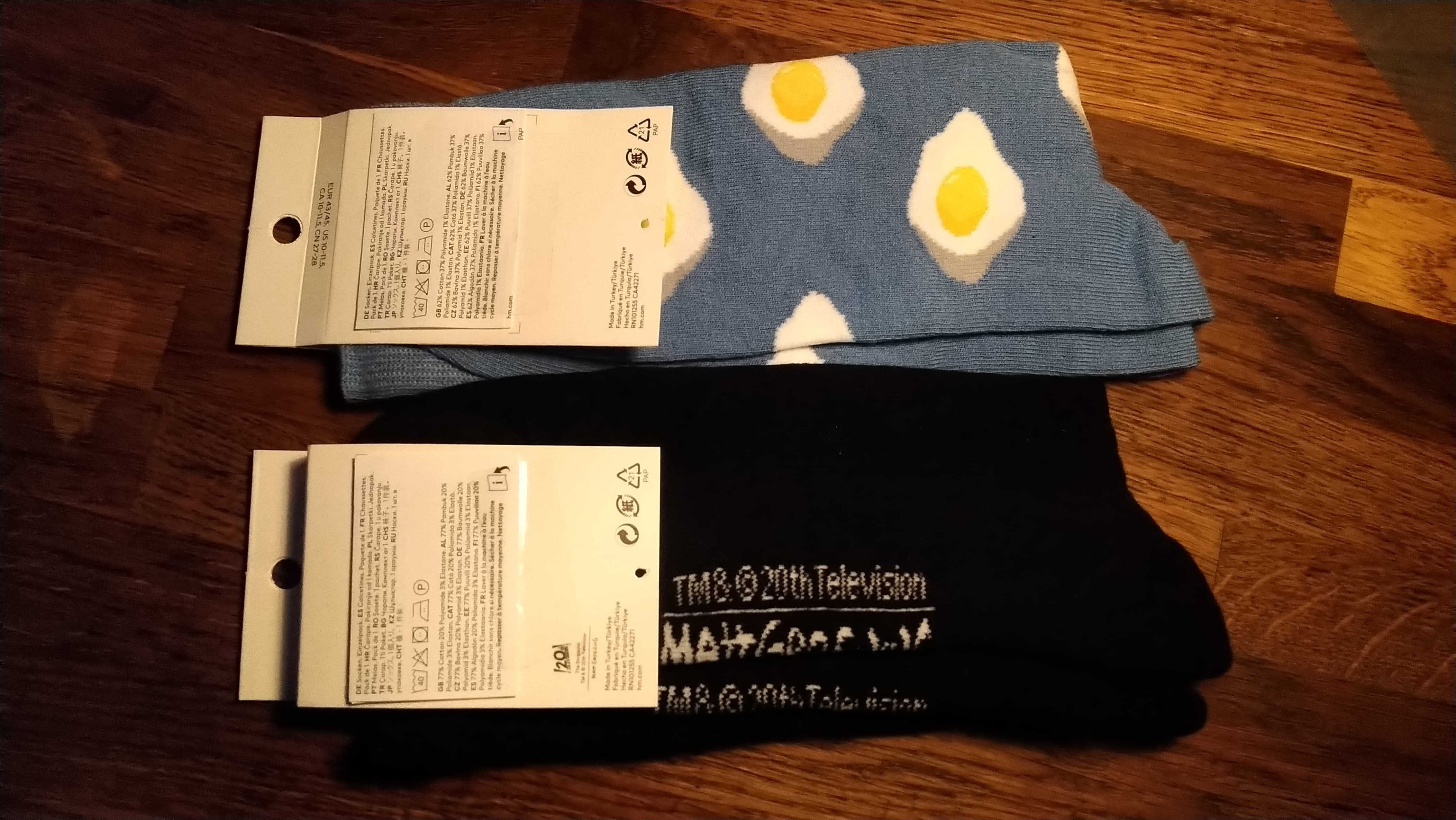 Skarpetki H&Mz motywem jajka, rozm 45, unisex, jakość, piękno,zadbanie
