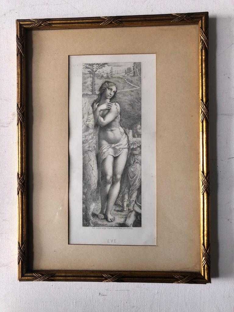 Gravura antiga representando Eva do pintor II Sodoma