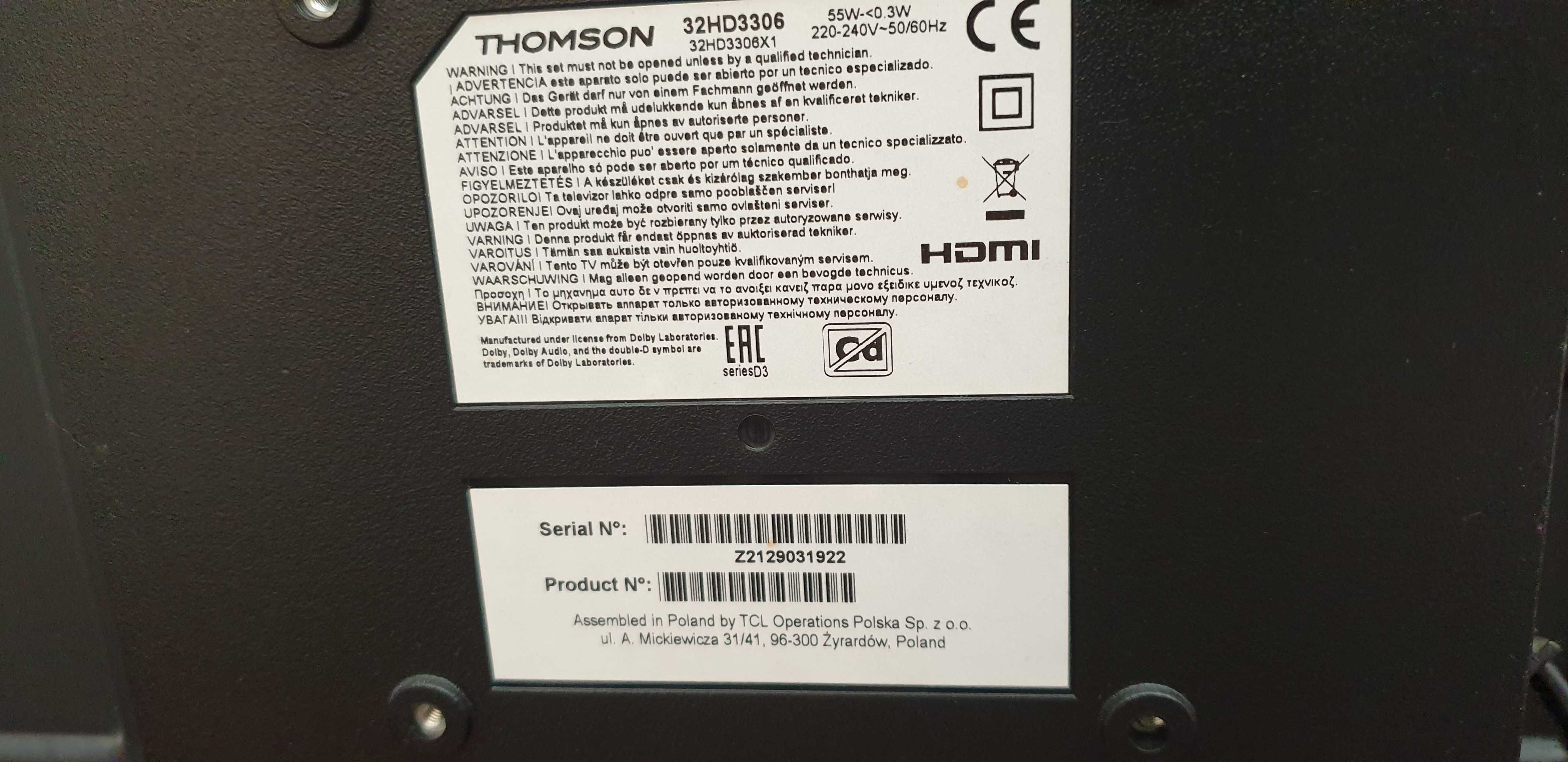 TV Televisão Led 32" Thomson HD