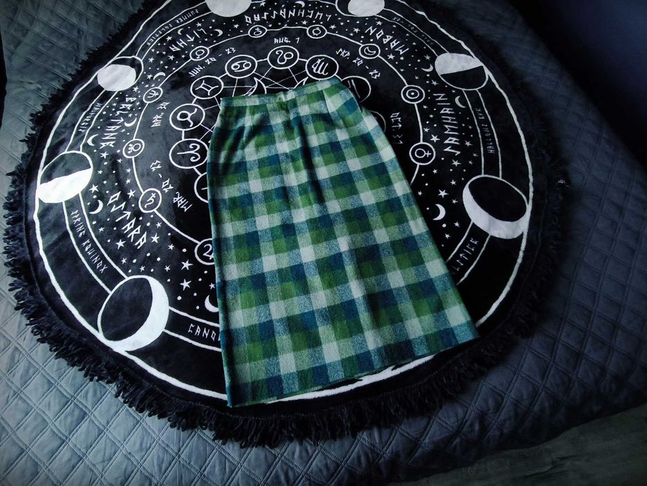 Spódnica midi w kratę retro vintage wełna