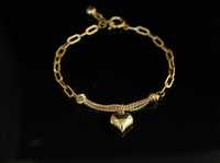 Złoto 585 - złota bransoletka damska z sercem