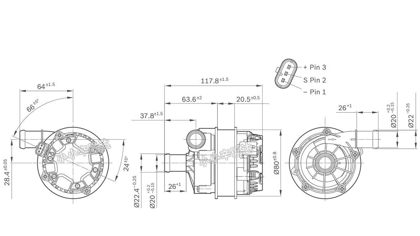 Бесщеточный водяной насос Bosch 12V 90W