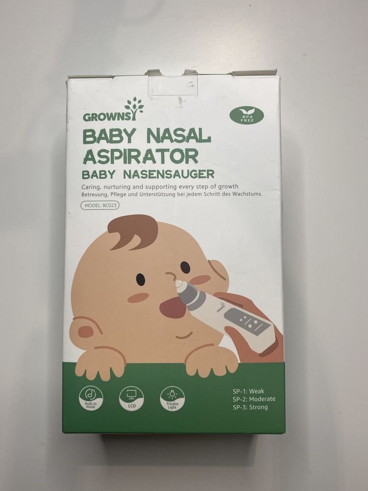 Elektryczny aspirator do nosa dla niemowląt, z 3 przyssawkami