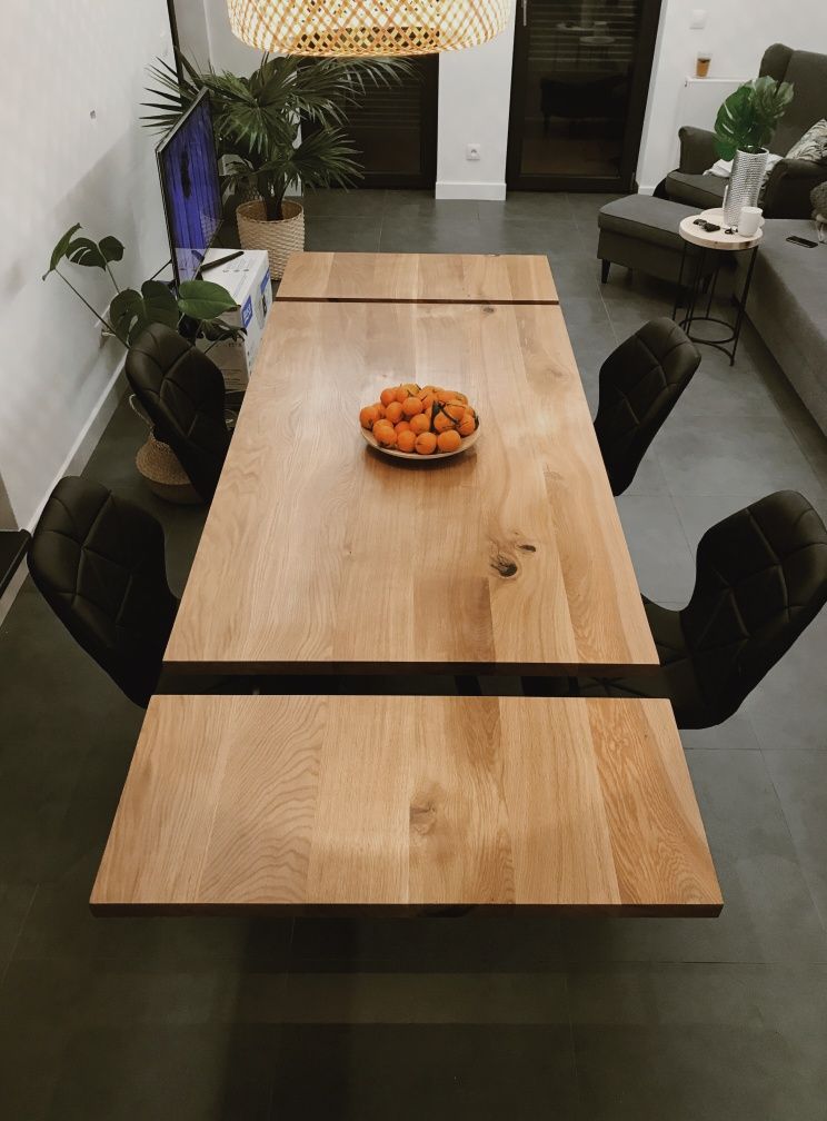 Sprzedam stół dębowy z dostawkami 240cm nogi metalowe loft  X pajak