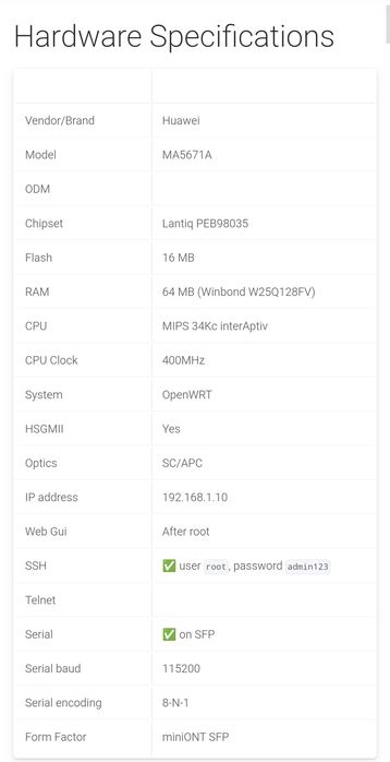 Vendo Huawei MA5671A GPON ONT SFP 2.5Gb
