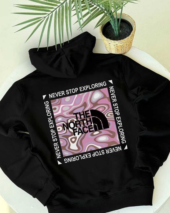 Черное Худи The North Face • Blue Leave • Чорне ТНФ • ХС-ХЛ