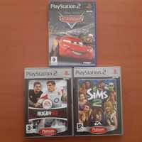Sony PlayStation 2 - Sims 2 + Disney Pixar Cars + Rugby