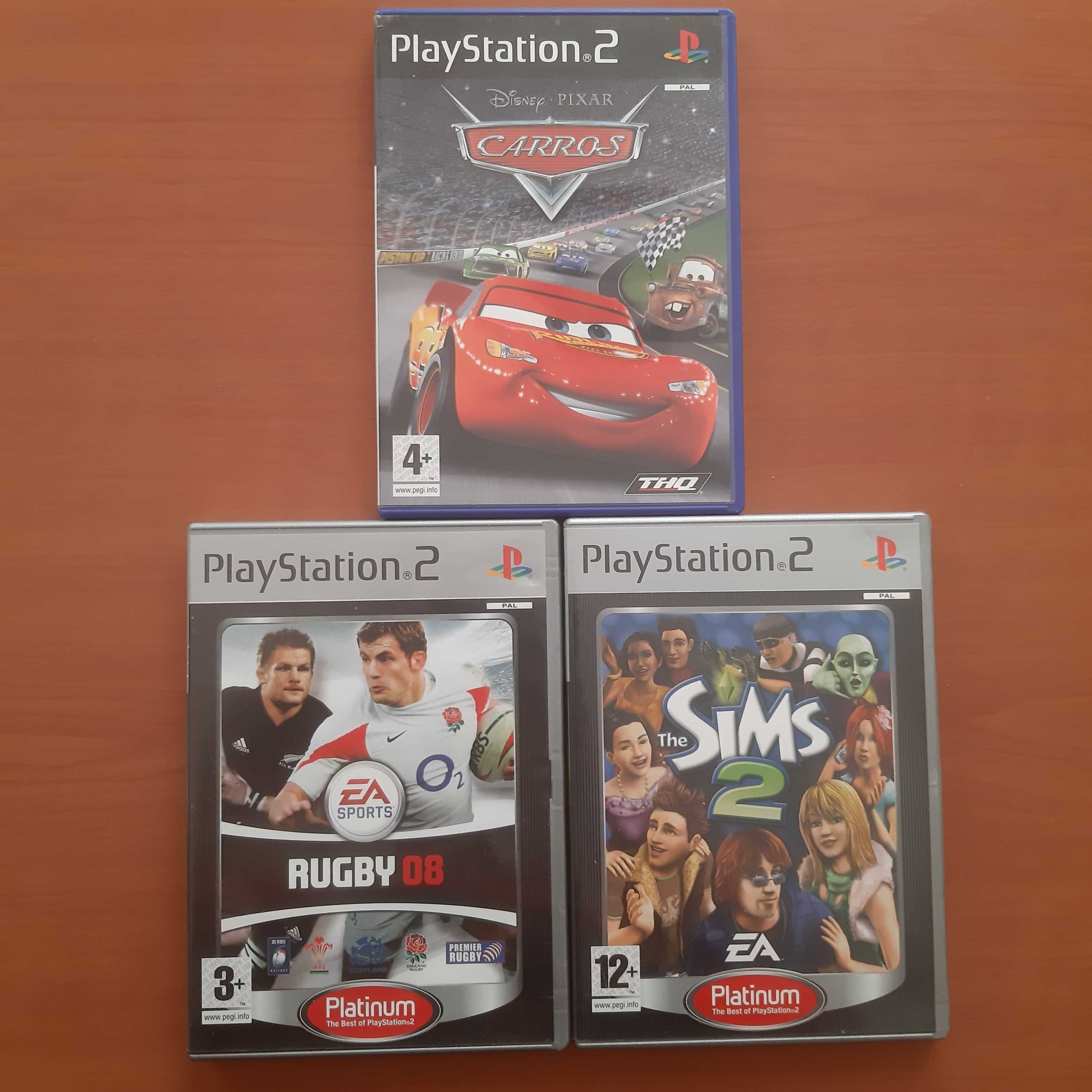 Sony PlayStation 2 - Sims 2 + Disney Pixar Cars + Rugby