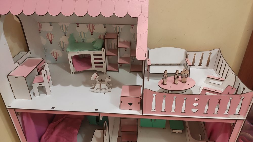 Дитячий ляльковий будинок для Барбі з меблями та текстилем