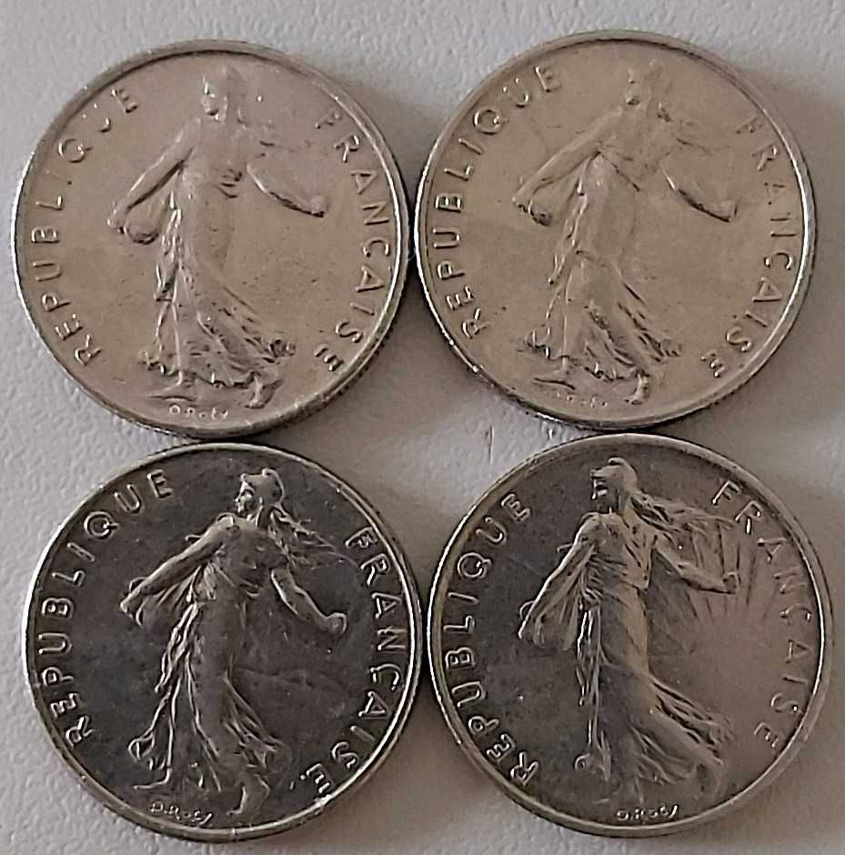 Lote 4 moedas de  1/2 Franco de 1972 / 73 / 74 / 75 de  França