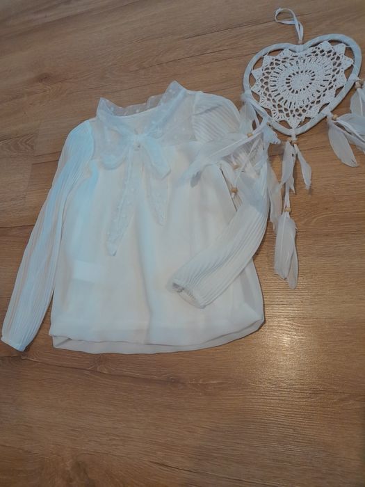 Piękna biała bluzeczka koszulowa elegancka 122 128 lat 8