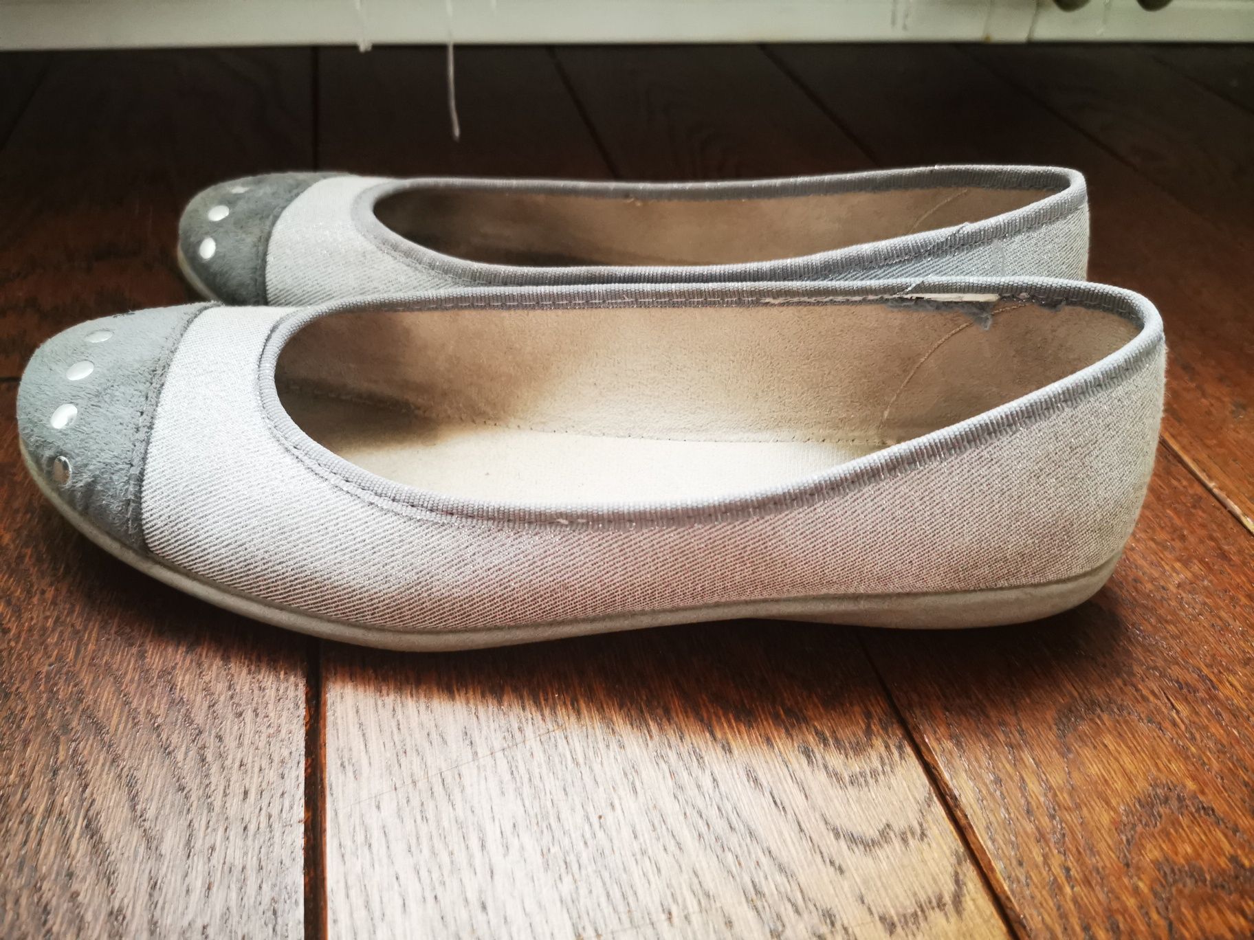 Baleriny Befado szaro-srebrne roz. 39