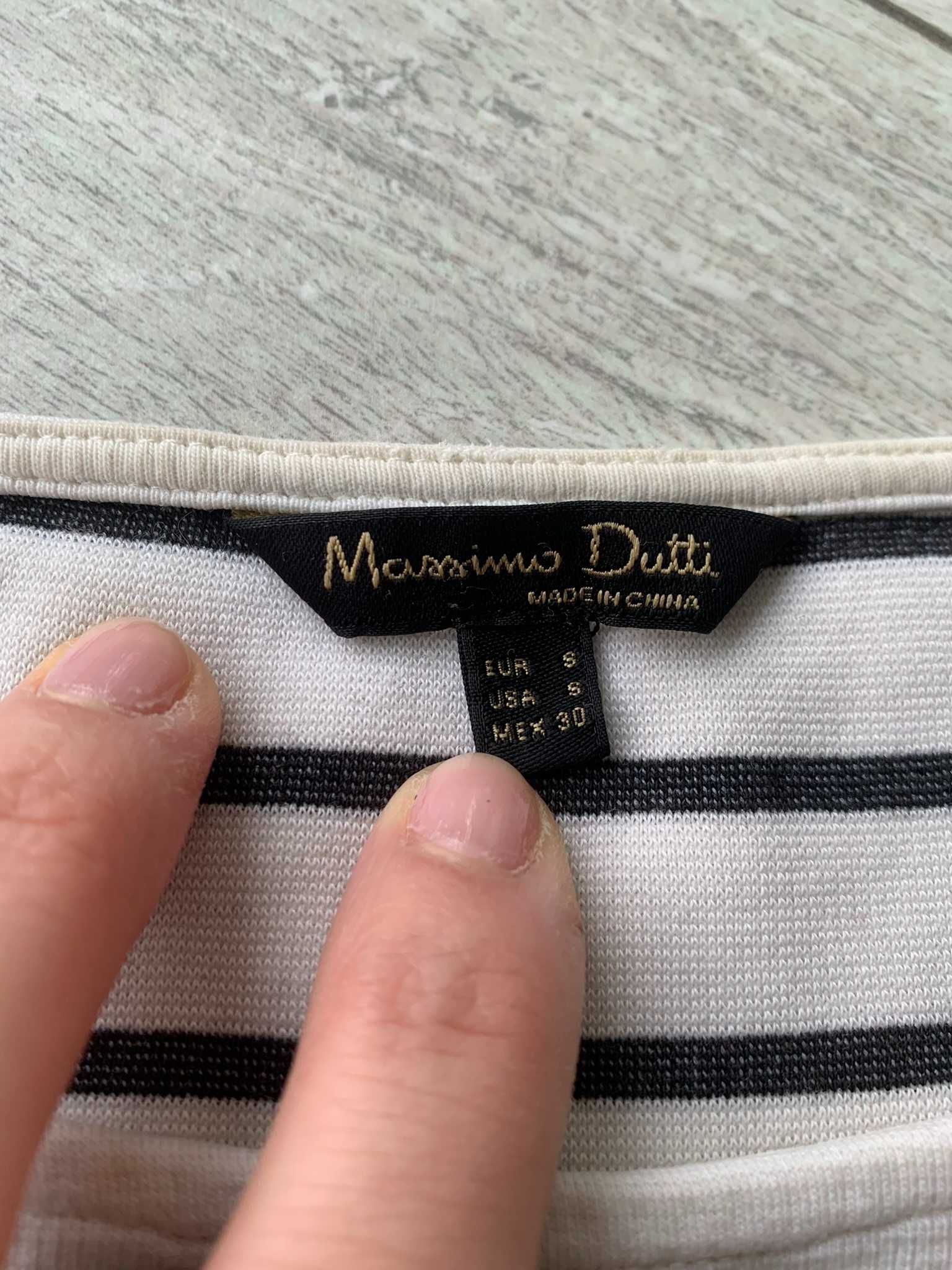 Bluzka w paski S Massimo Dutti biało czarna ozdobna
