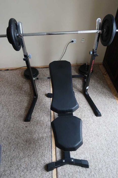 Kettler stojak Vector, ławka Alpha, gryf 15kg