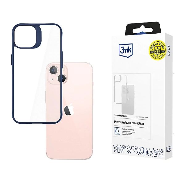 Etui 3mk Satin Armor Case+ Blue na Apple iPhone 14 - przezroczyste