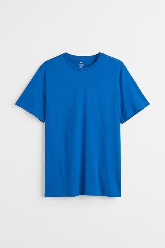 Чоловіча синя футболка regular fit h&m футболка з круглим вирізом стан