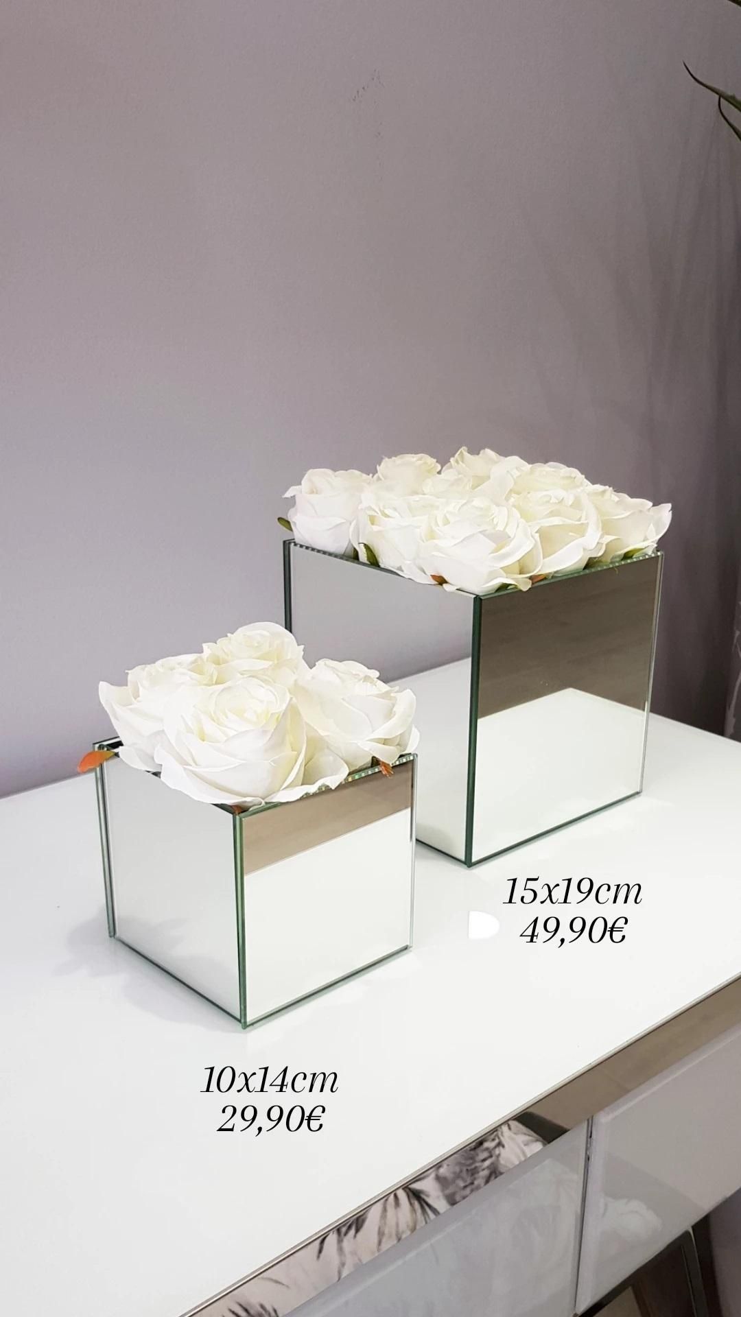 Cubos de Espelho Rosas Brancas - 2 Medidas By Arcoazul Design