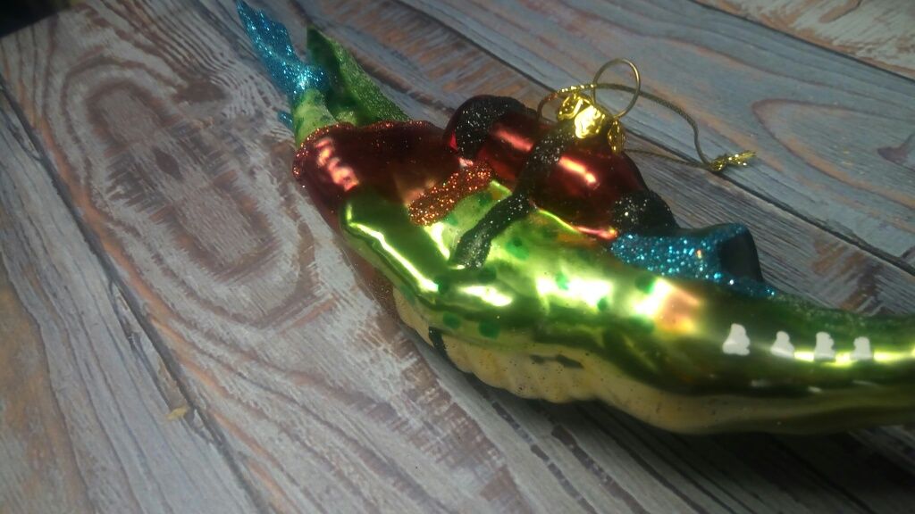 Ёлочная игрушка Крокодил с аквалангом редкость