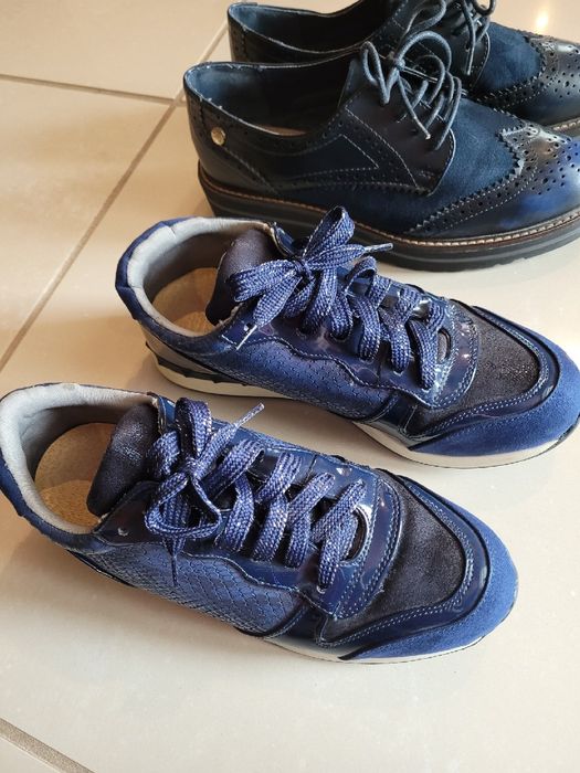 Sneakersy damskie mokasyny 38 granatowe 2 pary