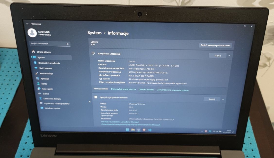 Laptop Lenovo Ideapad 320 15IKB 80XL