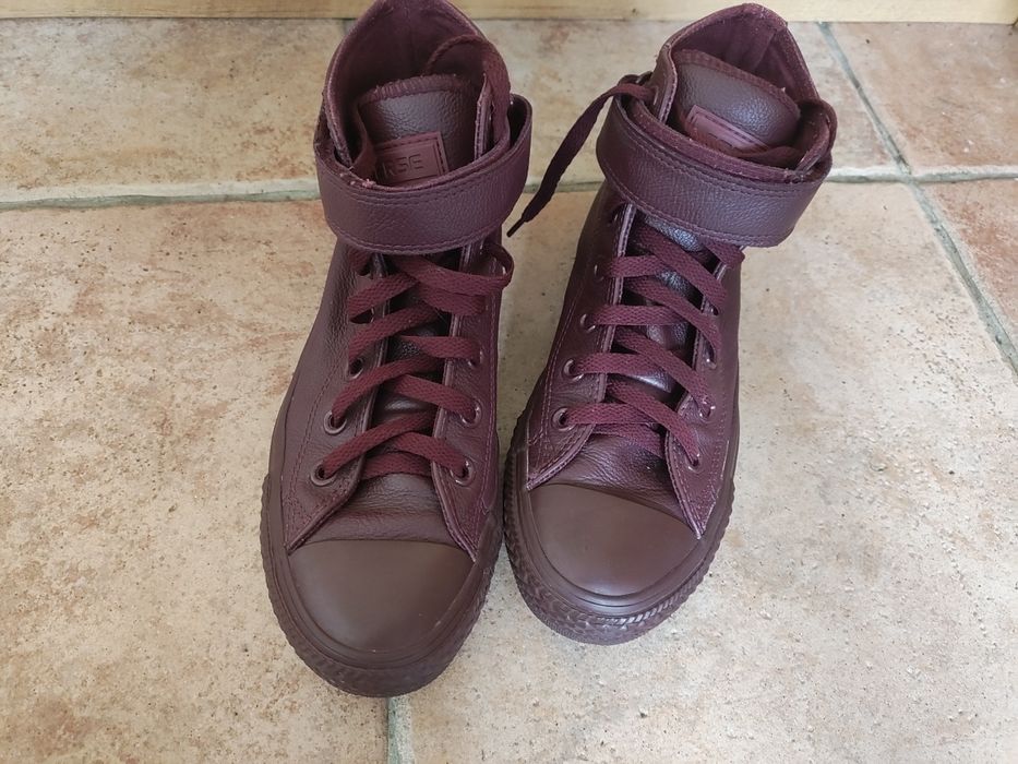 Trampki skórzane converse bordowe