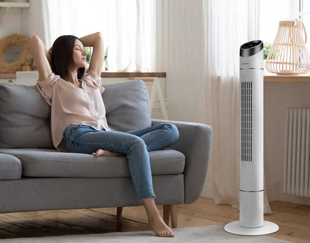 Wentylator Kolumnowy Podłogowy Wieżowy WhiteFan Transa 40W Pilot Timer