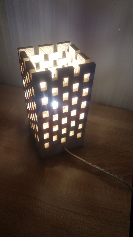 Лампа, ночник, светильник деревянный